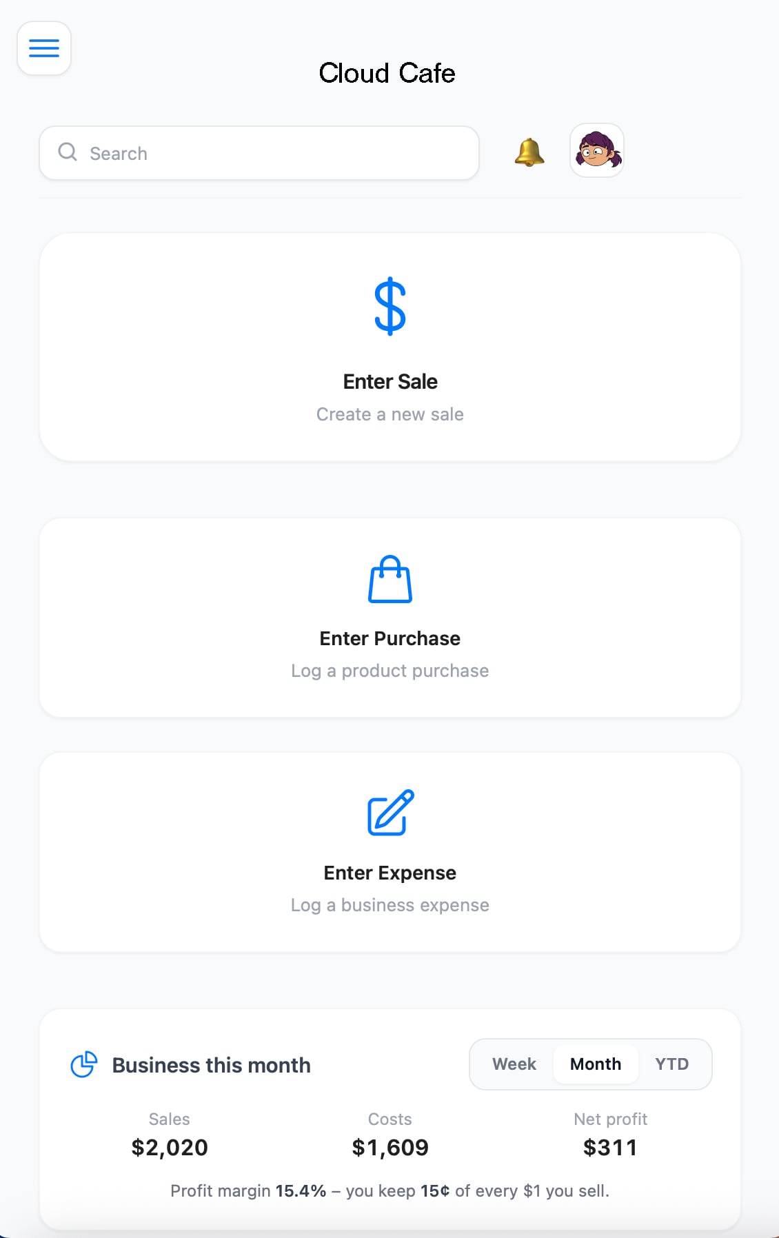Nimos mobile dashboard