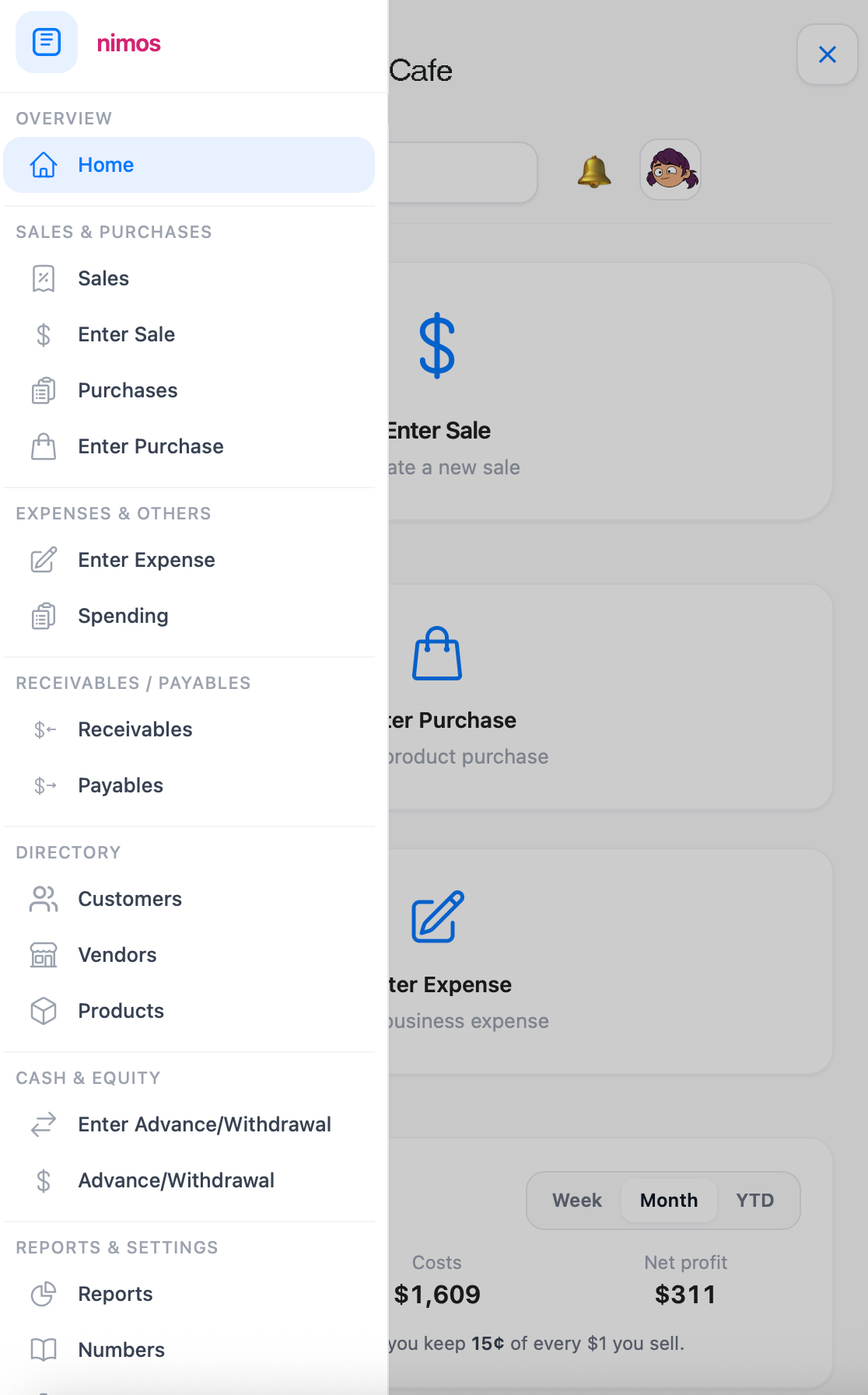 Nimos mobile sidebar